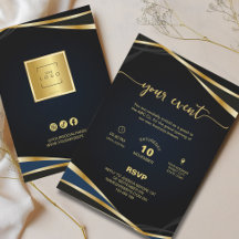 Elegant Gold and Black Corporate Party Event Inv