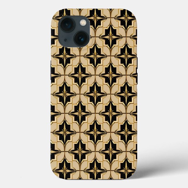 Elegant Gold and Black Geometric Pattern Case-Mate iPhone Case (Back)