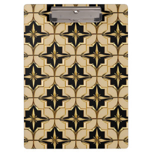 Elegant Gold and Black Geometric Pattern Clipboard