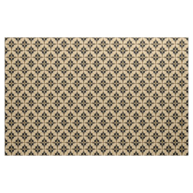 Elegant Gold and Black Geometric Pattern Fabric (Fat Quarter)