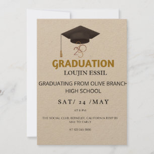 Elegant Gold and Black Graduation Invitation