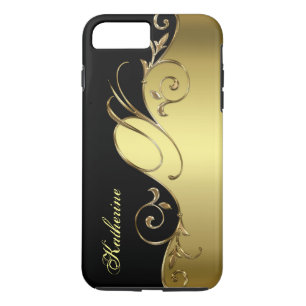 Elegant Gold and Black iPhone Monogram iPhone 8 Plus/7 Plus Case