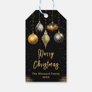 Elegant Gold and Black Ornament Christmas Gift Tags