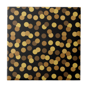Elegant Gold And Black Polka Dots Pattern Tile