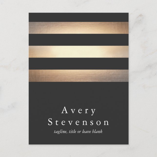 Elegant Gold and Black Striped Designer Postcard (Front)