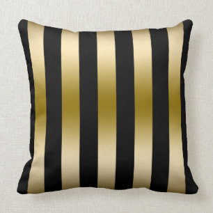 Elegant Gold And Black Stripes Geometric Pattern Cushion