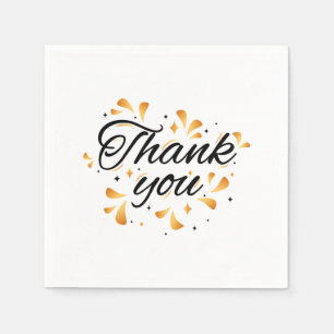 Elegant Gold and Black Thank You Aesthetic Napkin