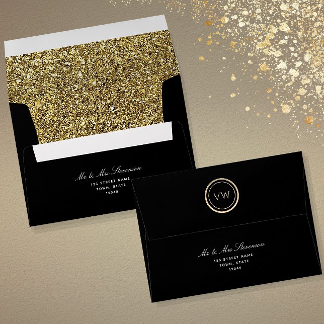 Elegant Gold and Black Wedding Envelope (Creator Uploaded)
