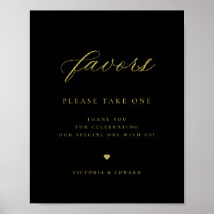 Elegant Gold and Black Wedding Favour Poster