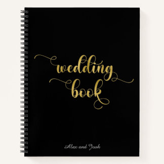 Elegant Gold and Black Wedding Notebook