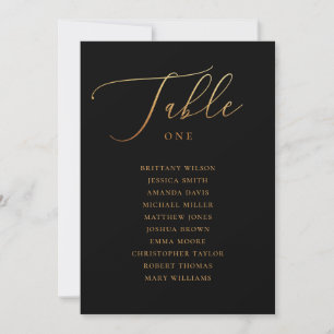 Elegant gold and black wedding seating chart invitation