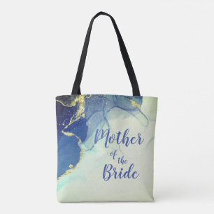 Elegant Gold and Blue Abstract Mother of the Bride Tote Bag