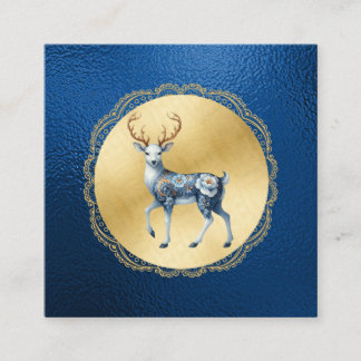 Elegant Gold and Blue Christmas Enclosure Note Card