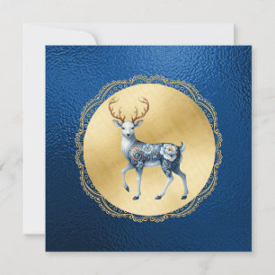 Elegant Gold and Blue Christmas Thank You Note Card
