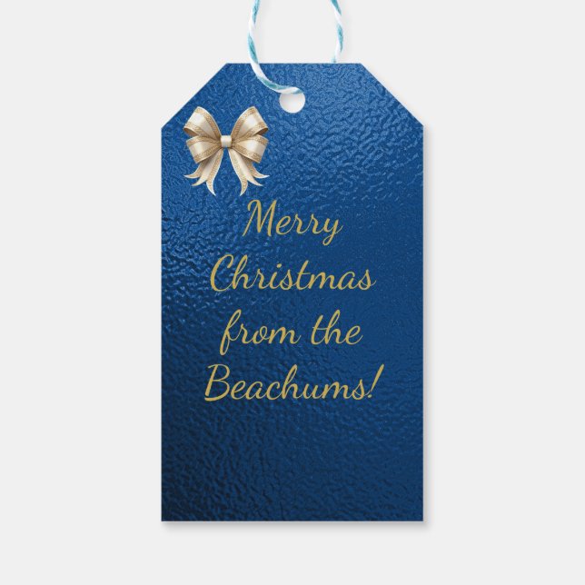Elegant Gold and Blue Gift Tags (Back)