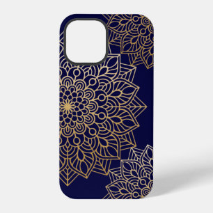 Elegant Gold and Blue Mandala Pattern iPhone 12 Pro Case