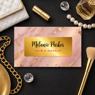Elegant gold and blush marble Glitter Business Card