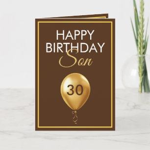 Elegant Gold and Brown Balloon Son 30th Birthday Card
