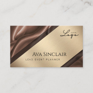 Elegant Gold and Brown Luxury Event Planner Business Card