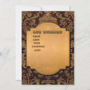 Elegant Gold and Brown Vintage Frame Invitation