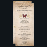 Elegant Gold and Burgundy Quince Butterfly Program Programme<br><div class="desc">Searching for elegant program ideas for a quinceanera, wedding ceremony, or other special occasion? Create your own personalised, beautiful burgundy butterfly programs on this easy to use DIY template. The original watercolor art by Raphaela Wilson depicts faux gold sparkle confetti and burgundy monarch butterflies with a cool 3D appearance above...</div>