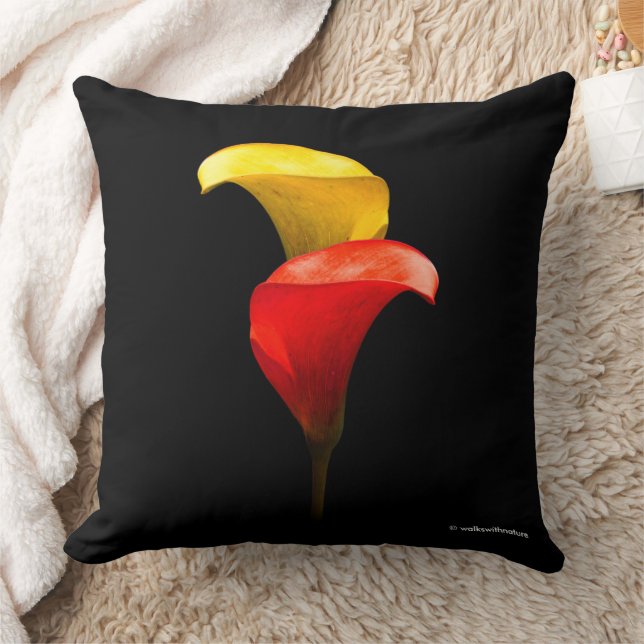 Elegant Gold and Crimson Calla Lilies Cushion (Blanket)