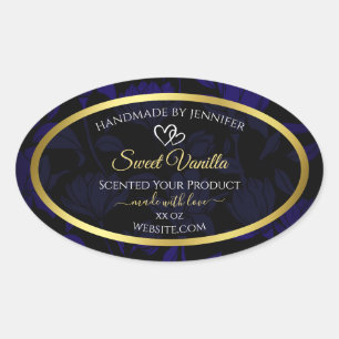 Elegant Gold and Dark Blue Floral Product Labels