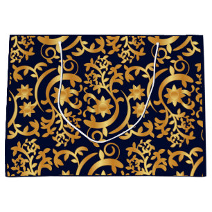 Elegant gold and dark navy large gift bag