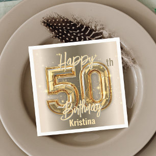 Elegant Gold and Diamond 50th Birthday Party Napkin