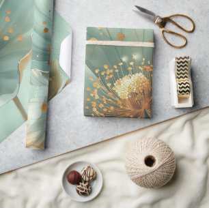 Elegant Gold and Emerald Poppy Wedding Wrapping  Paper