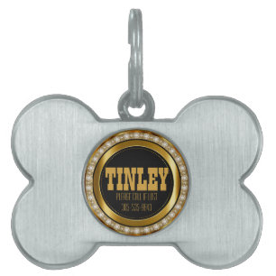 Elegant Gold and Faux Diamonds   DIY Name Pet Tag