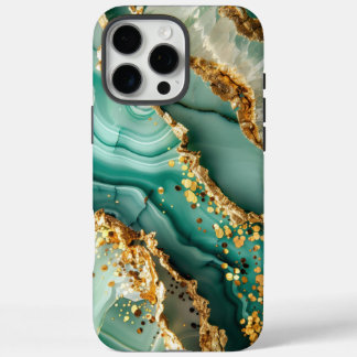 Elegant Gold And Green Marble iPhone 16 Pro Max Case