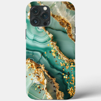Elegant Gold And Green Marble iPhone 13 Pro Max Case