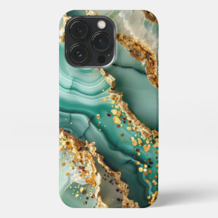Elegant Gold And Green Marble iPhone 13 Pro Case