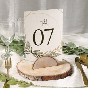 Elegant Gold and Greenery Wedding Table Numbers