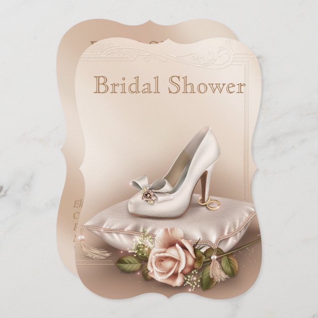 Elegant Gold and Ivory Wedding Bridal Shower Invit Invitation (Front/Back)