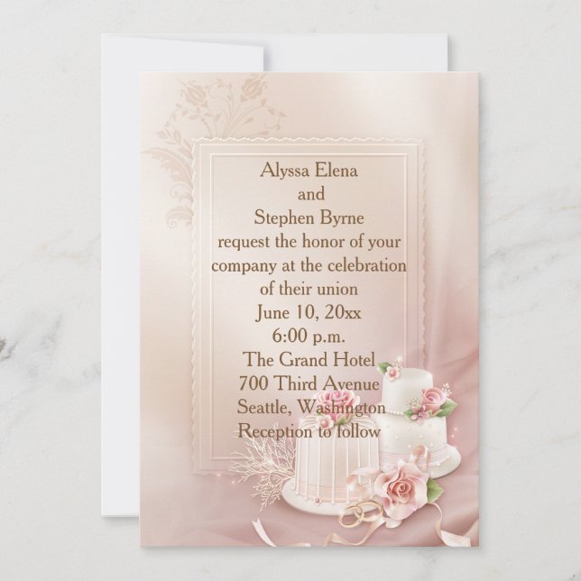 Elegant Gold and Ivory Wedding Invitation (Front)
