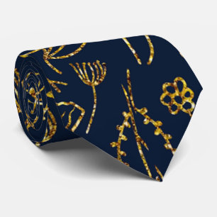Elegant Gold and Navy Blue Abstract Tie