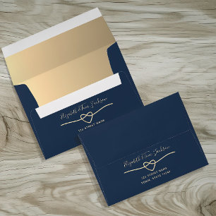 Elegant Gold and Navy Blue Wedding Envelope