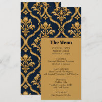 Elegant Gold and Navy Damask Vintage Motif Design