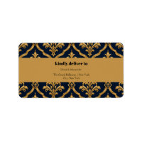 Elegant Gold and Navy Damask Vintage Motif Design