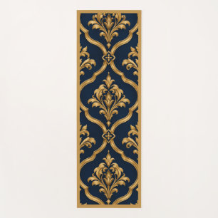 Elegant Gold and Navy Damask Vintage Motif Design Yoga Mat