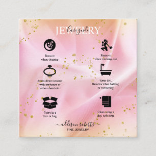Elegant Gold and Pink Glitter Candle Care Square Business Card