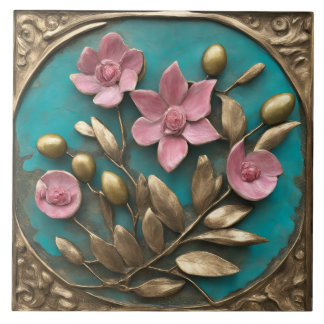 Elegant Gold and Pink Mosaic Tile