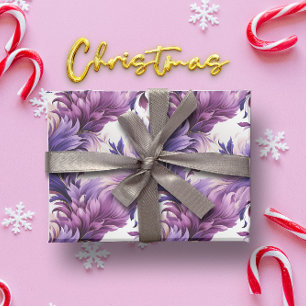 Elegant Gold and Purple Botanical floral Christmas Wrapping Paper