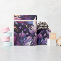 Elegant Gold and Purple Botanical floral Christmas