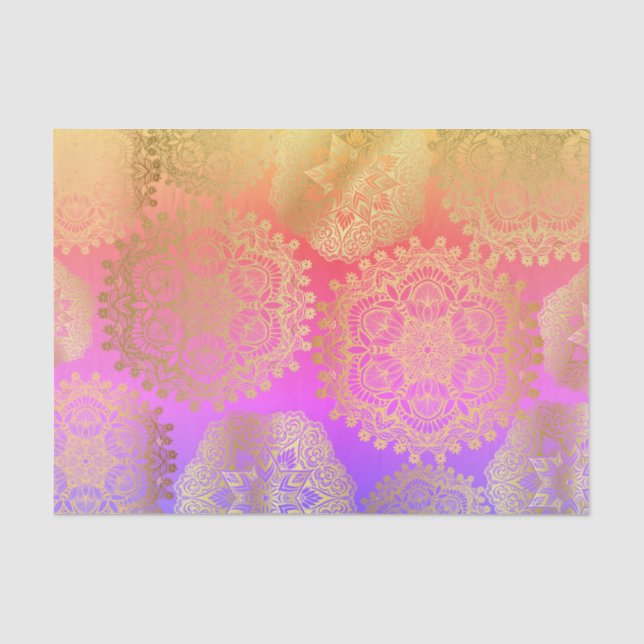 Elegant Gold And Rainbow Mandala Pattern Tissue Paper (Front)