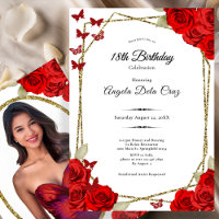 Elegant Gold and Red Roses 18th Birthday Debut