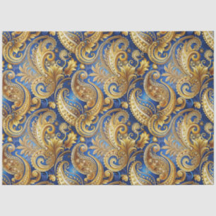 Elegant Gold and Royal Blue Paisley Tissue Paper