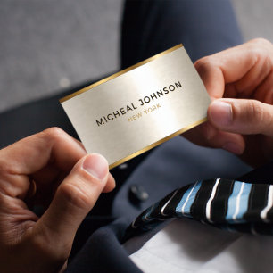 Elegant Gold and Silver Metallic Business Card